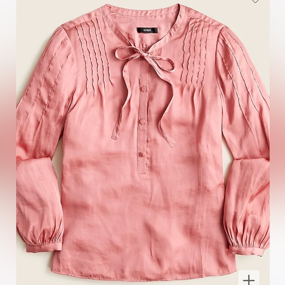 J Crew Featherweight Satin Tie Neck Top - Picture 7 of 9